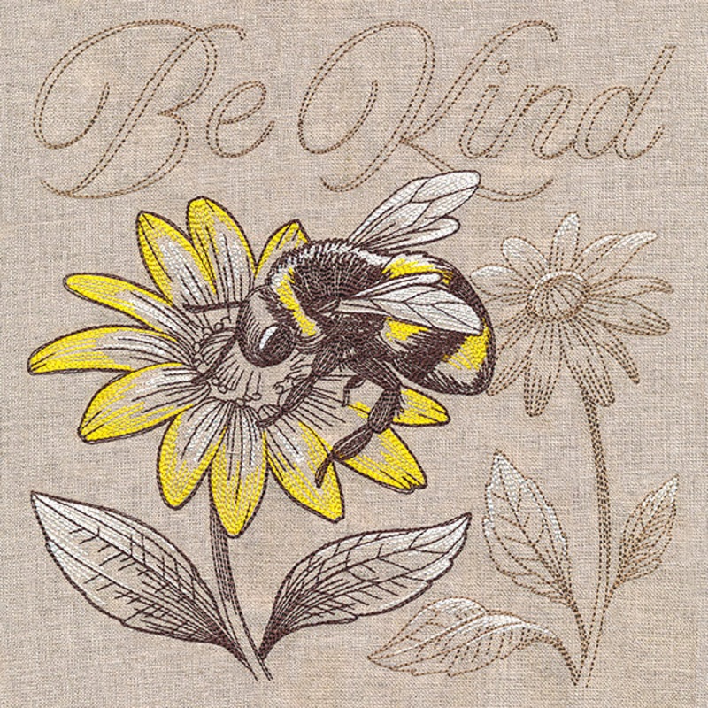 Bee Kind Medley|7.8″ x 7.72″ / 198.12mm x 196.09mm|6.93″ x 6.85″ / 175.94mm x 174.07mm|5.92″ x 5.86″ / 150.28mm x 148.76mm|4.91″ x 4.85″ / 124.6mm x 123.27mm|All Sizes