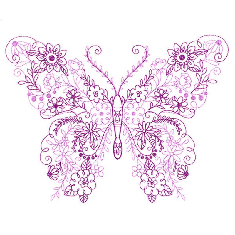 Blooming Doodles Butterfly|6.85″ x 9.05″ / 173.97mm x 229.93mm|5.85″ x 7.73″ / 148.55mm x 196.37mm|4.85″ x 6.41″ / 123.2mm x 162.84mm|All Sizes
