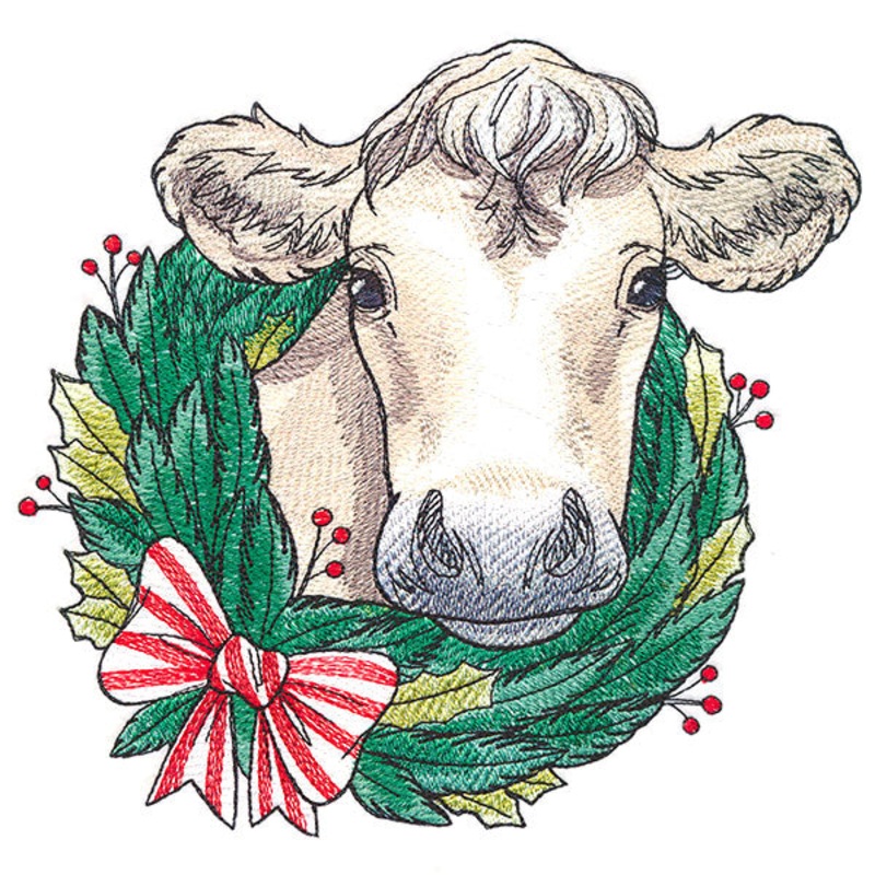 Country Christmas Cow|6.86″ x 7.33″ / 174.24mm x 186.18mm|5.86″ x 6.27″ / 148.73mm x 159.15mm|4.85″ x 5.19″ / 123.27mm x 131.92mm|All Sizes