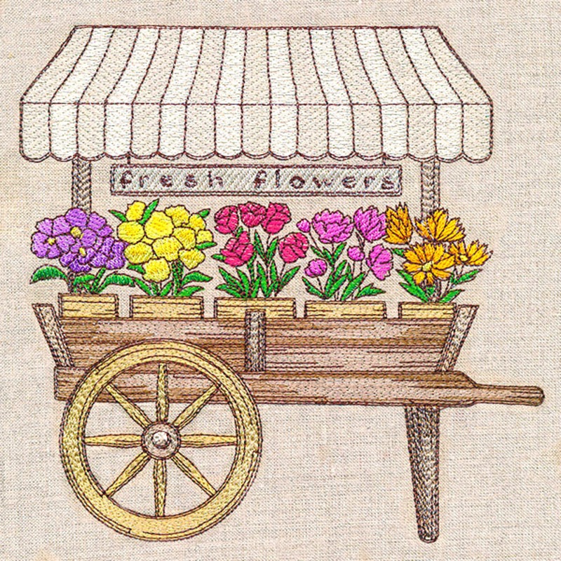 Fresh Flowers Cart|7.57″ x 7.79″ / 192.28mm x 197.87mm|6.85″ x 7.05″ / 173.98mm x 179.1mm|5.85″ x 6.02″ / 148.54mm x 153mm|4.85″ x 4.99″ / 123.13mm x 126.72mm|All Sizes
