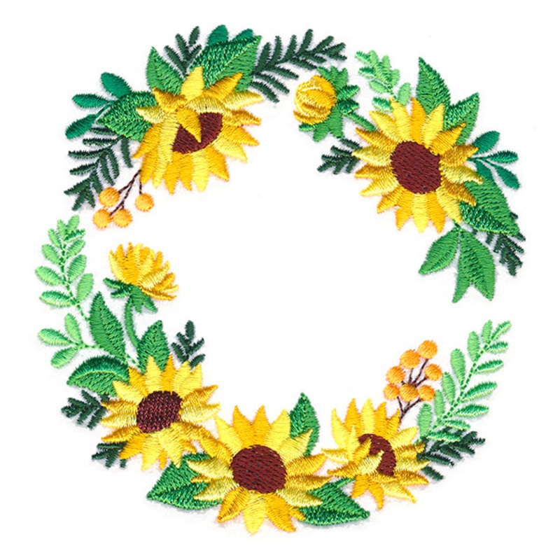Sunny Sunflower Wreath|3.88″ x 3.77″ / 98.67mm x 95.77mm|7.78″ x 7.55″ / 197.53mm x 191.67mm|6.85″ x 6.65″ / 173.97mm x 168.82mm|5.98″ x 5.8″ / 151.89mm x 147.41mm|5″ x 4.85″ / 126.92mm x 123.18mm|All Sizes