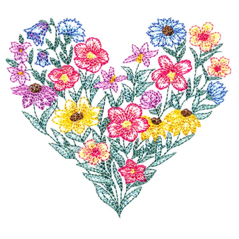 Wildflower Heart|3.5″ x 3.89″ / 88.83mm x 98.88mm|6.84″ x 7.61″ / 173.61mm x 193.37mm|5.84″ x 6.5″ / 148.24mm x 165.12mm|4.84″ x 5.39″ / 123.04mm x 137.02mm|All Sizes