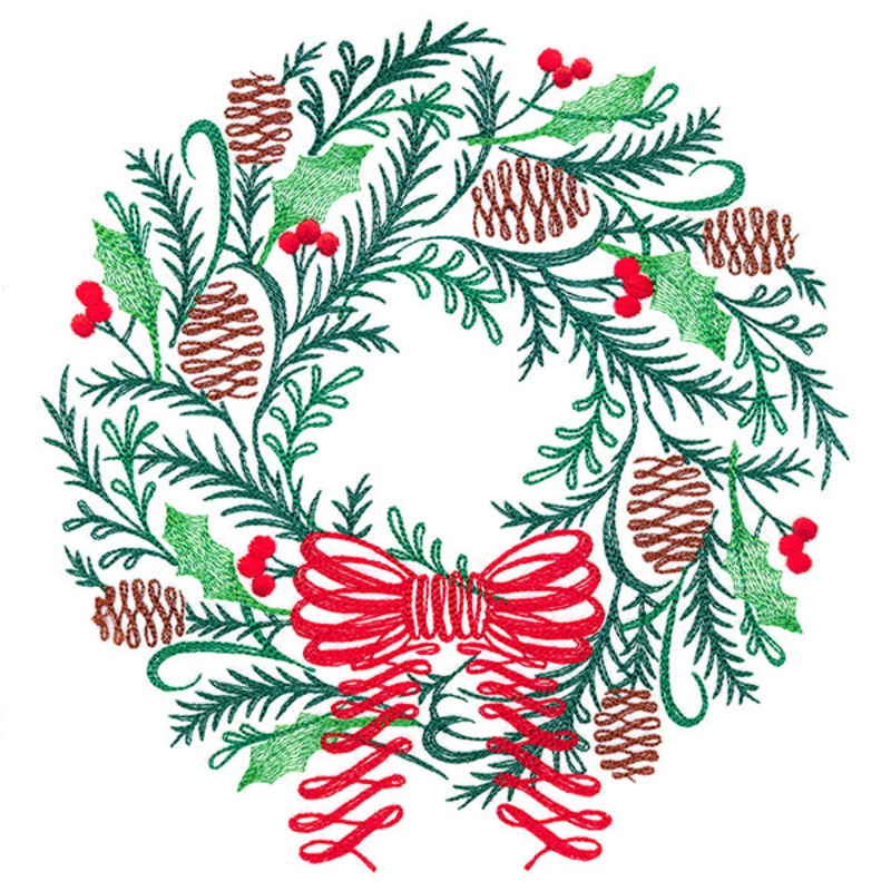 Calligraphic Christmas Wreath|7.8″ x 7.45″ / 198.12mm x 189.23mm|7″ x 6.68″ / 177.8mm x 169.72mm|6.13″ x 5.85″ / 155.67mm x 148.59mm|5.08″ x 4.85″ / 129.05mm x 123.19mm|All Sizes
