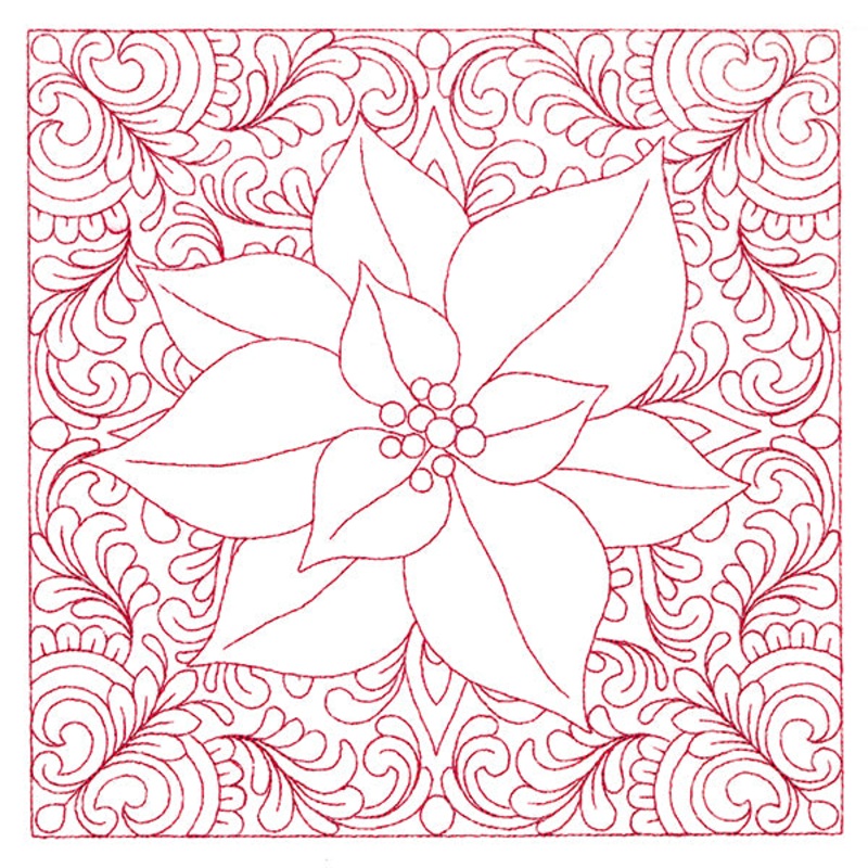 Christmas Charms Quilting Square – Poinsettia (Double Run)