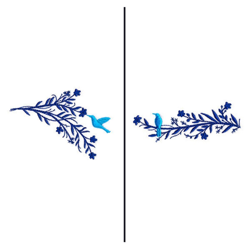 Dainty Birds Mask Motif|1.32″ x 3.59″ / 33.53mm x 91.19mm|1.21″ x 3.31″ / 30.73mm x 84.07mm|1.11″ x 3.03″ / 28.19mm x 76.96mm|All Sizes