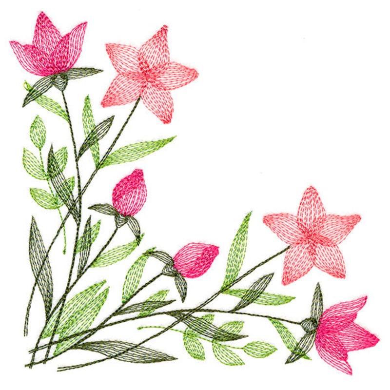 Delicate Wildflower Corner|5.9″ x 5.85″ / 149.87mm x 148.59mm|4.89″ x 4.85″ / 124.25mm x 123.19mm|3.85″ x 3.82″ / 97.79mm x 96.95mm|All Sizes