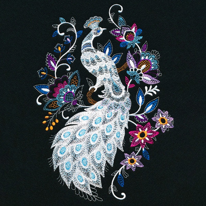 Fancy Jacobean Peacock|9.6″ x 6.9″ / 243.84mm x 175.26mm|7.8″ x 5.6″ / 198.01mm x 142.31mm|6.75″ x 4.85″ / 171.39mm x 123.15mm|All Sizes