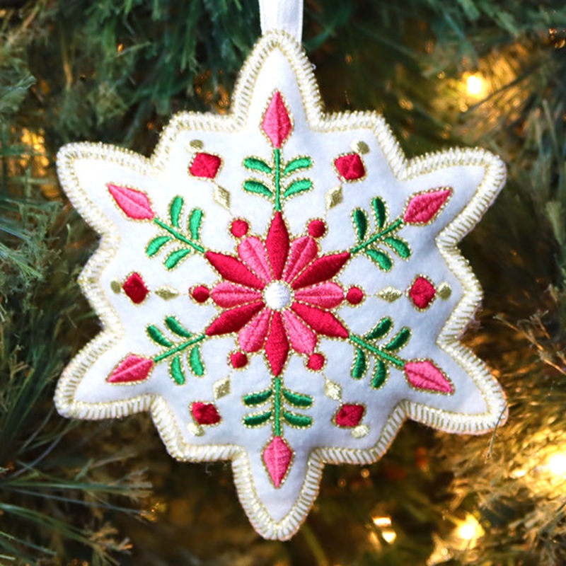 Festive Filigree Christmas Ornament – Snowflake (In-the-Hoop)