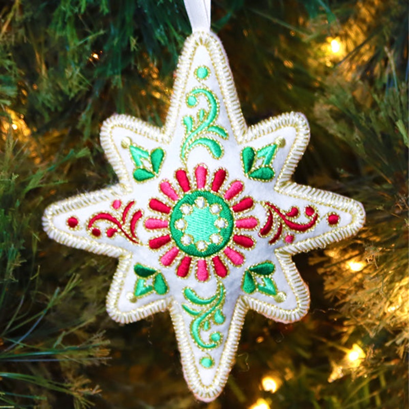 Festive Filigree Christmas Ornament – Star (In-the-Hoop)