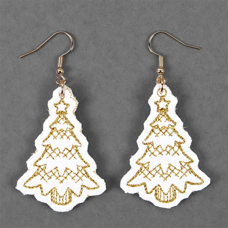 Festive Tree Leather Earrings (In-the-Hoop)