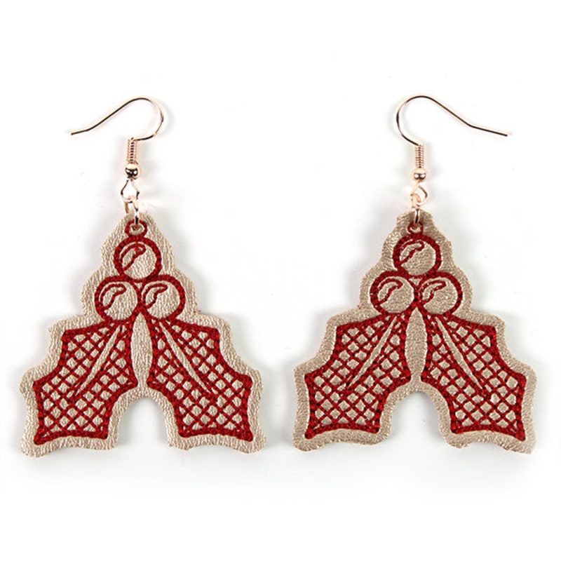 Sweet Holly Leather Earrings (In-the-Hoop)