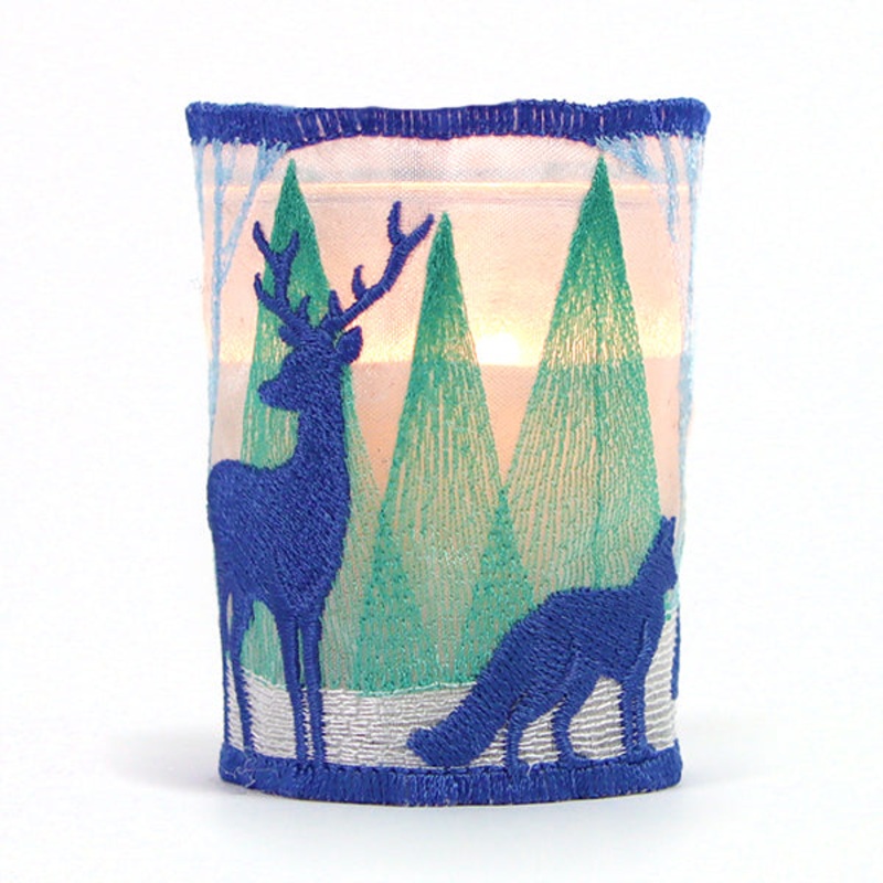 Woodland Winter Scene Votive Wrap (Organza)
