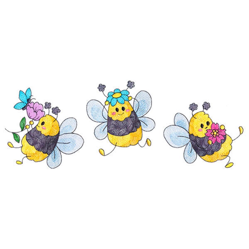 Buzzing Bee Trio|4.42″ x 11.73″ / 112.15mm x 297.94mm|3.53″ x 9.39″ / 89.72mm x 238.48mm|2.93″ x 7.79″ / 74.43mm x 197.85mm|2.58″ x 6.86″ / 65.55mm x 174.23mm|All Sizes
