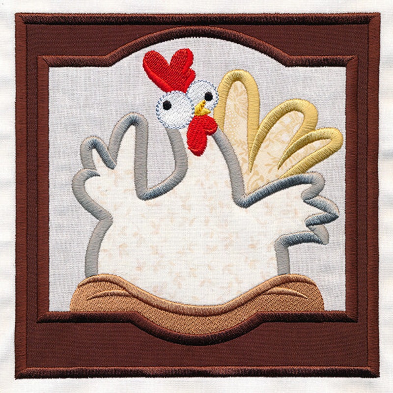 Crazy Coop Chicken Square – Bertha (Quilt Block)