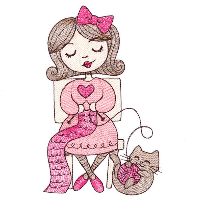 Sweet and Crafty Girl with Yarn