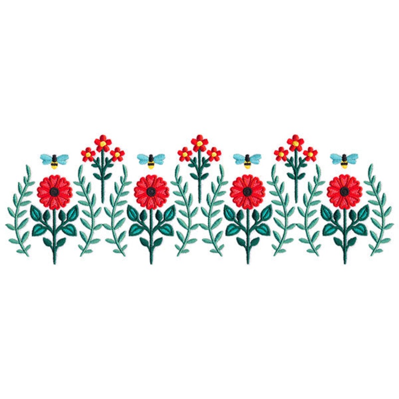 Buzzin’ Blooms Border|3.91″ x 11.74″ / 99.31mm x 298.2mm|3.13″ x 9.4″ / 79.55mm x 238.86mm|2.6″ x 7.81″ / 66.07mm x 198.45mm|2.29″ x 6.87″ / 58.12mm x 174.58mm|All Sizes