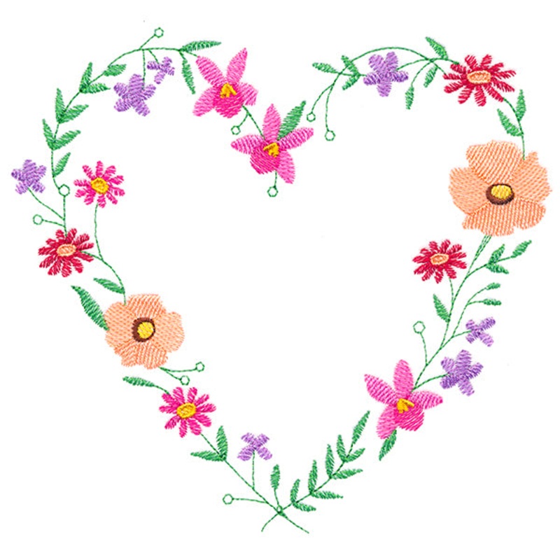 A Stitch of Blooms Heart Wreath