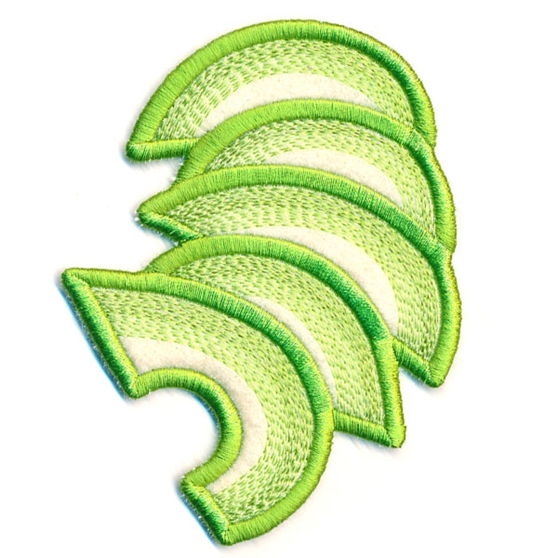 Avocado Slices (In-the-Hoop)|4.75″ x 3.6″ / 120.65mm x 91.44mm|3.77″ x 2.86″ / 95.64mm x 72.59mm|All Sizes