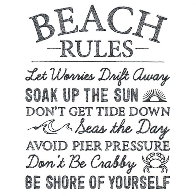 Beach Rules|8.66″ x 6.85″ / 219.88mm x 173.99mm|7.39″ x 5.85″ / 187.78mm x 148.59mm|6.13″ x 4.85″ / 155.68mm x 123.19mm|All Sizes