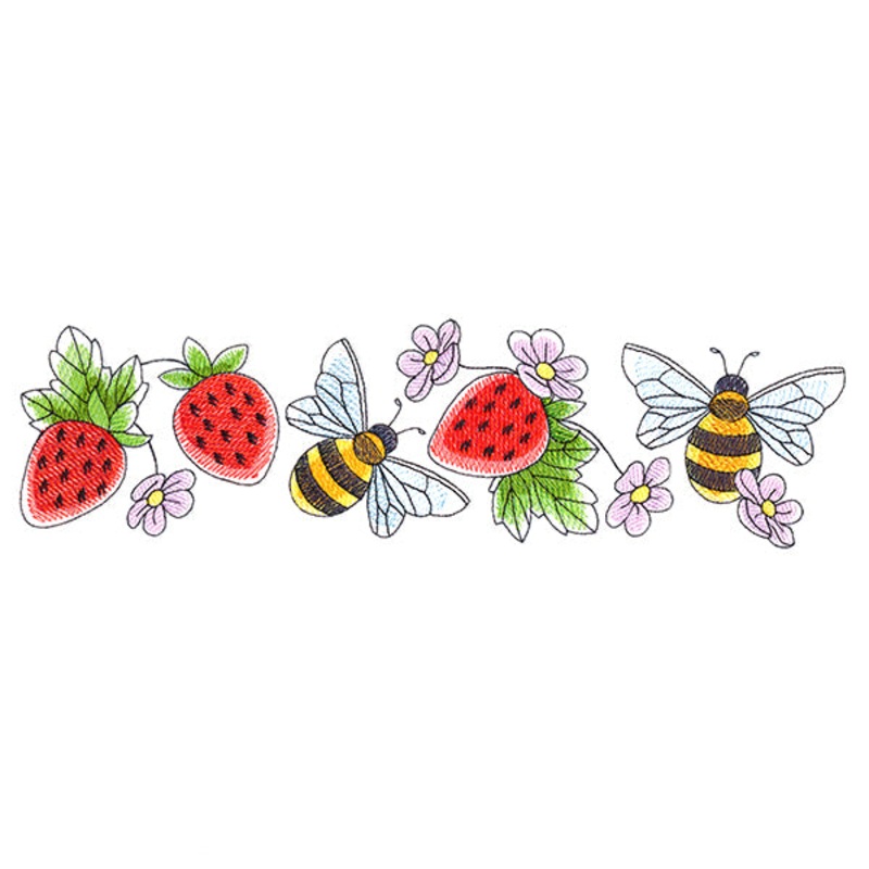 Bees & Berries Border|3.2″ x 11.75″ / 81.28mm x 298.45mm|2.56″ x 9.4″ / 65.08mm x 238.81mm|2.13″ x 7.8″ / 54.01mm x 198.1mm|1.88″ x 6.85″ / 47.65mm x 174mm|All Sizes
