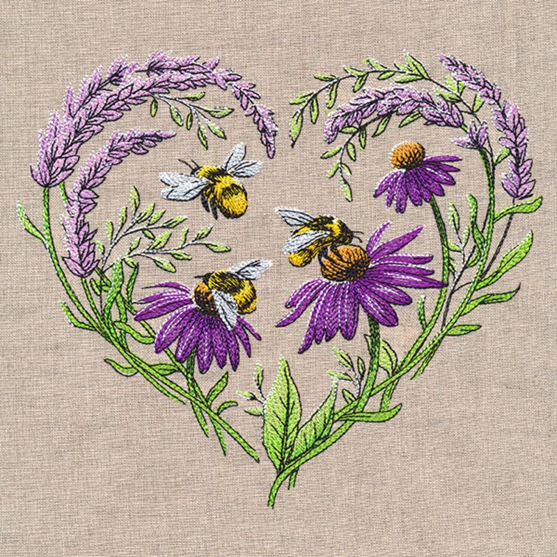 Buzzing Blossoms Heart|6.84″ x 7.78″ / 173.74mm x 197.61mm|5.85″ x 6.65″ / 148.59mm x 168.93mm|4.85″ x 5.51″ / 123.19mm x 140.06mm|All Sizes