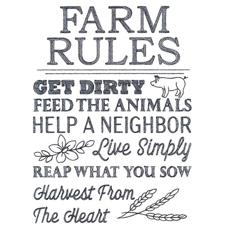 Farm Rules|9.33″ x 6.85″ / 236.99mm x 173.95mm|7.8″ x 5.73″ / 198.12mm x 145.42mm|6.61″ x 4.84″ / 167.79mm x 123.06mm|All Sizes