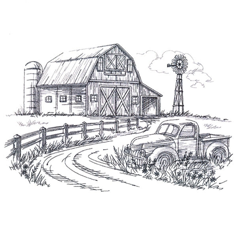 Farm Scene Etching|6.85″ x 10.55″ / 173.99mm x 267.97mm|5.85″ x 9.01″ / 148.59mm x 228.8mm|5.07″ x 7.8″ / 128.67mm x 198.12mm|4.45″ x 6.85″ / 112.99mm x 173.99mm|All Sizes