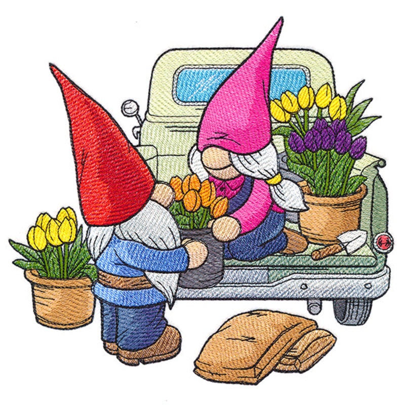 Flower Market Gnome Retro Truck