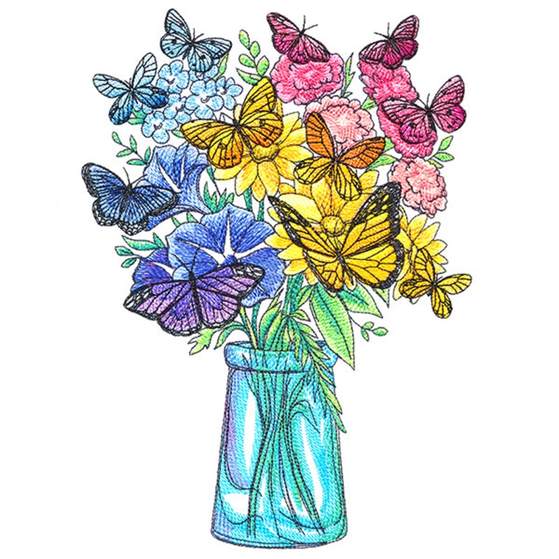 Fluttering Dreams Bouquet|9.44″ x 6.9″ / 239.78mm x 175.26mm|7.8″ x 5.7″ / 198.03mm x 144.68mm|6.64″ x 4.85″ / 168.62mm x 123.16mm|All Sizes