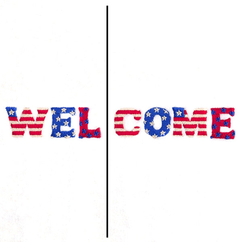 American Welcome (Split)|3.77″ x 1″ / 95.76mm x 25.41mm
