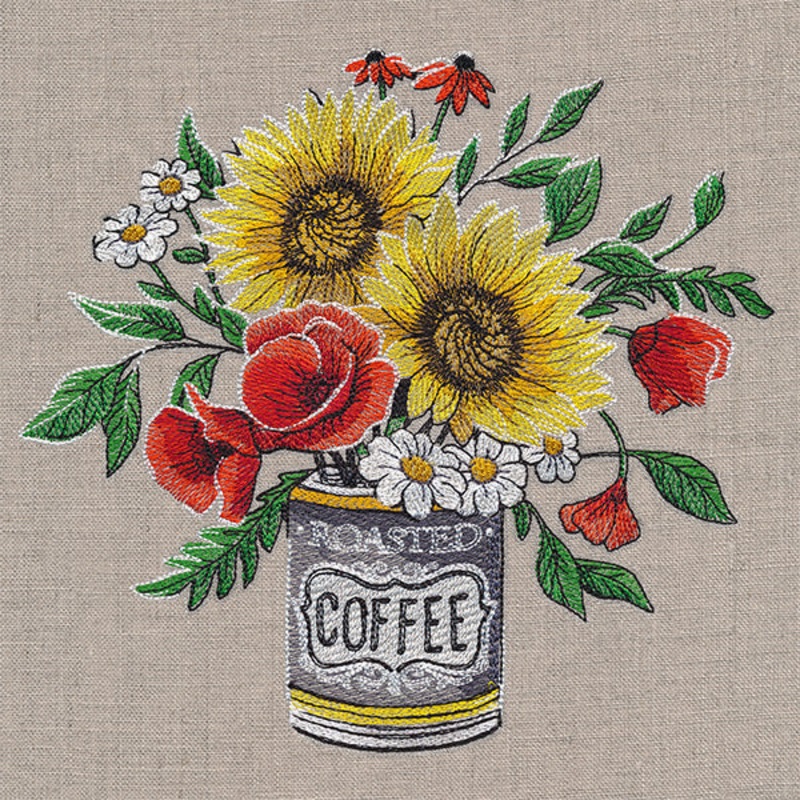 Coffee Can Sunflower Bouquet|7.19″ x 7.78″ / 182.61mm x 197.61mm|5.83″ x 6.31″ / 148.08mm x 160.18mm|4.86″ x 5.25″ / 123.32mm x 133.4mm|All Sizes