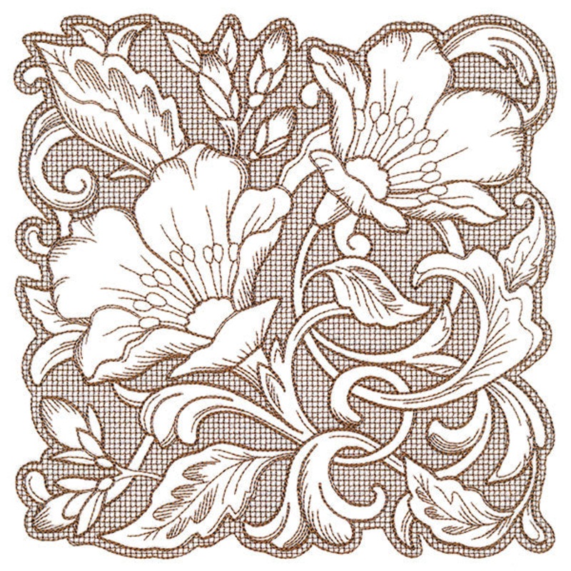 Evening Desert Primrose Square (Trapunto)