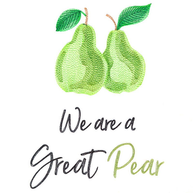 We Are A Great Pear|9.41″ x 6.86″ / 238.9mm x 174.36mm|8.04″ x 5.87″ / 204.21mm x 149mm|7.3″ x 5.33″ / 185.54mm x 135.43mm|6.64″ x 4.85″ / 168.75mm x 123.14mm|3.84″ x 2.81″ / 97.6mm x 71.34mm|All Sizes