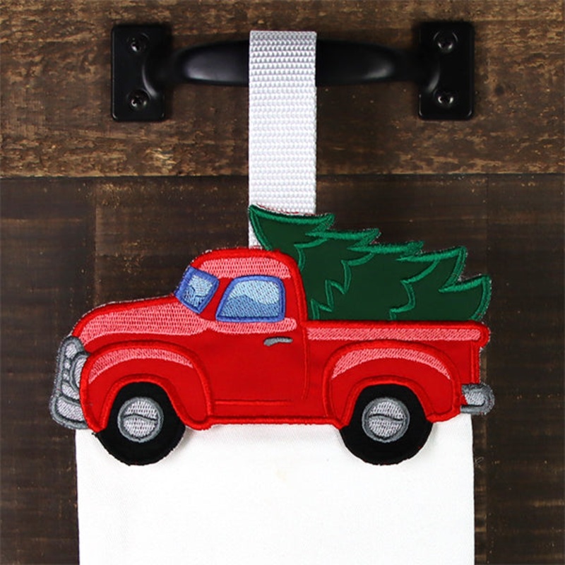 Festive Retro Truck Towel Topper (In-the-Hoop)