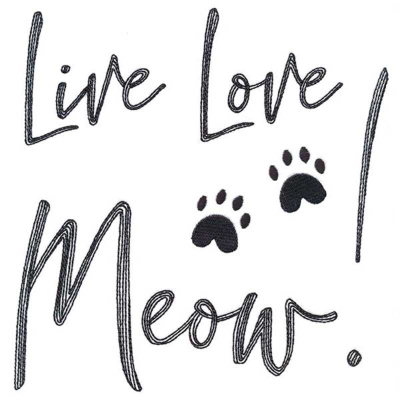 Live Love Meow!|7.8″ x 7.67″ / 198.09mm x 194.78mm|6.97″ x 6.85″ / 176.94mm x 173.97mm|5.95″ x 5.85″ / 151.12mm x 148.58mm|4.93″ x 4.85″ / 125.26mm x 123.17mm|3.85″ x 3.79″ / 97.72mm x 96.14mm|All Sizes