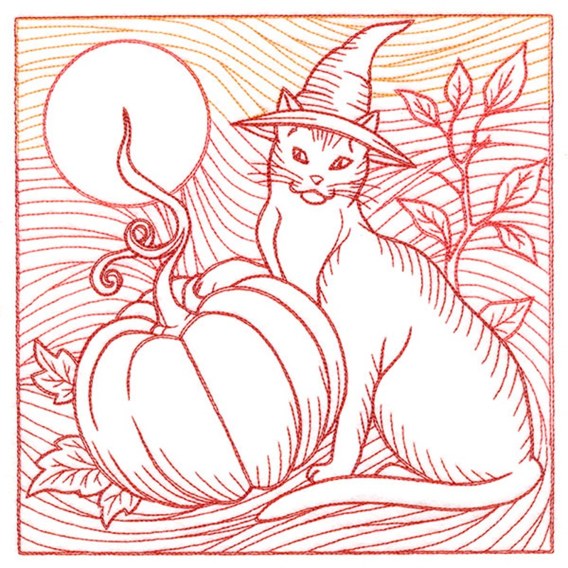 Spooky Evening – Cat & Pumpkin Etching