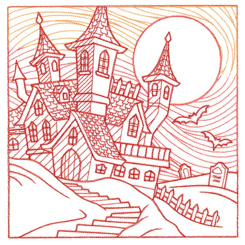 Spooky Evening – Haunted House Etching