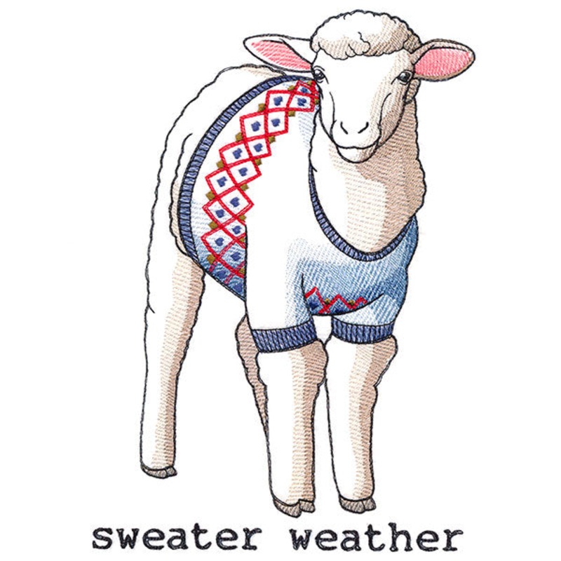 Sweater Weather Lamb|9.88″ x 6.9″ / 251.06mm x 175.24mm|7.79″ x 5.44″ / 197.89mm x 138.12mm|6.84″ x 4.78″ / 173.77mm x 121.3mm|All Sizes