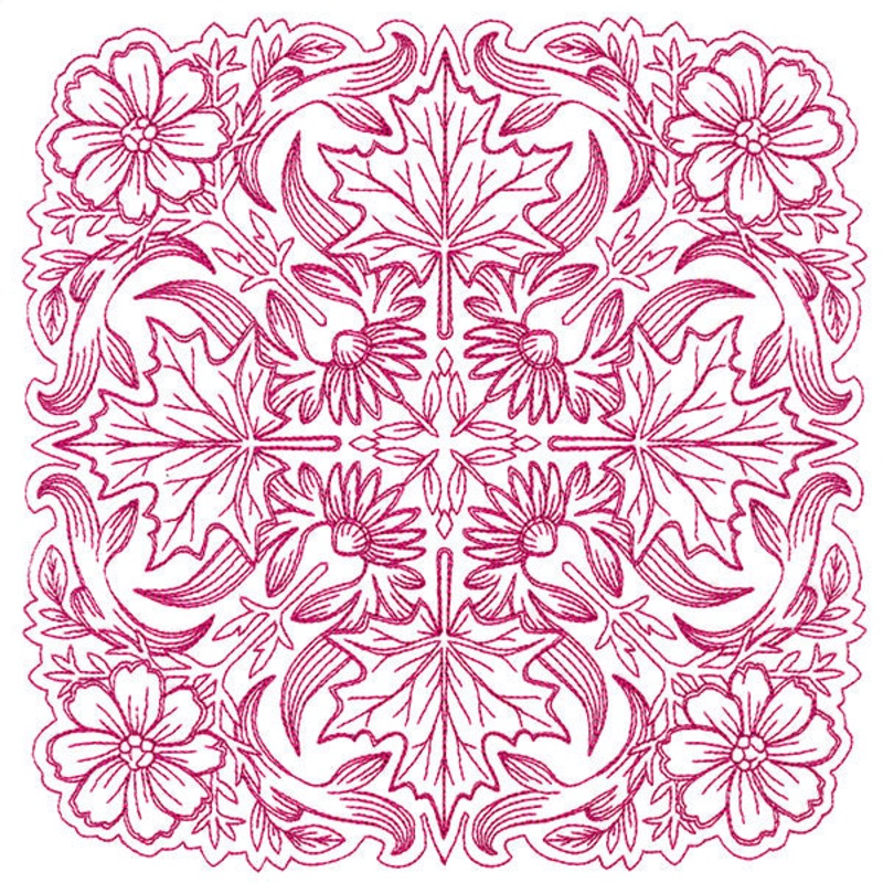Blissful Aster & Maple Kaleidoscope Square