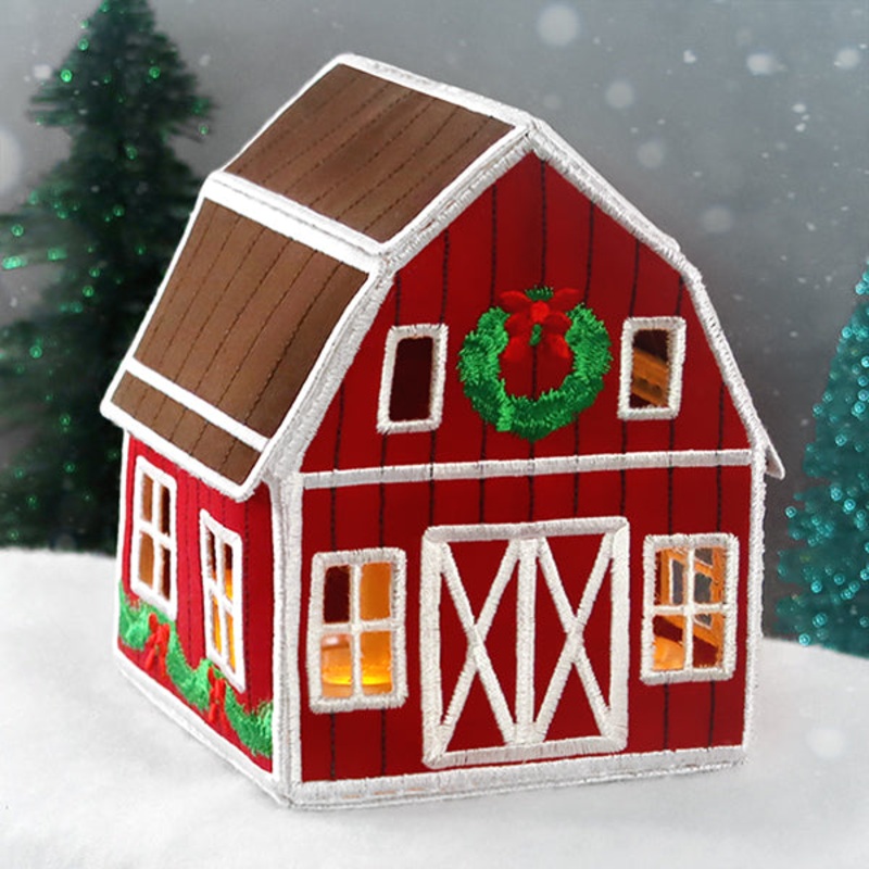 Christmas Barn in 3D (In-the-Hoop)