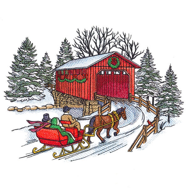 Christmas Covered Bridge Scene