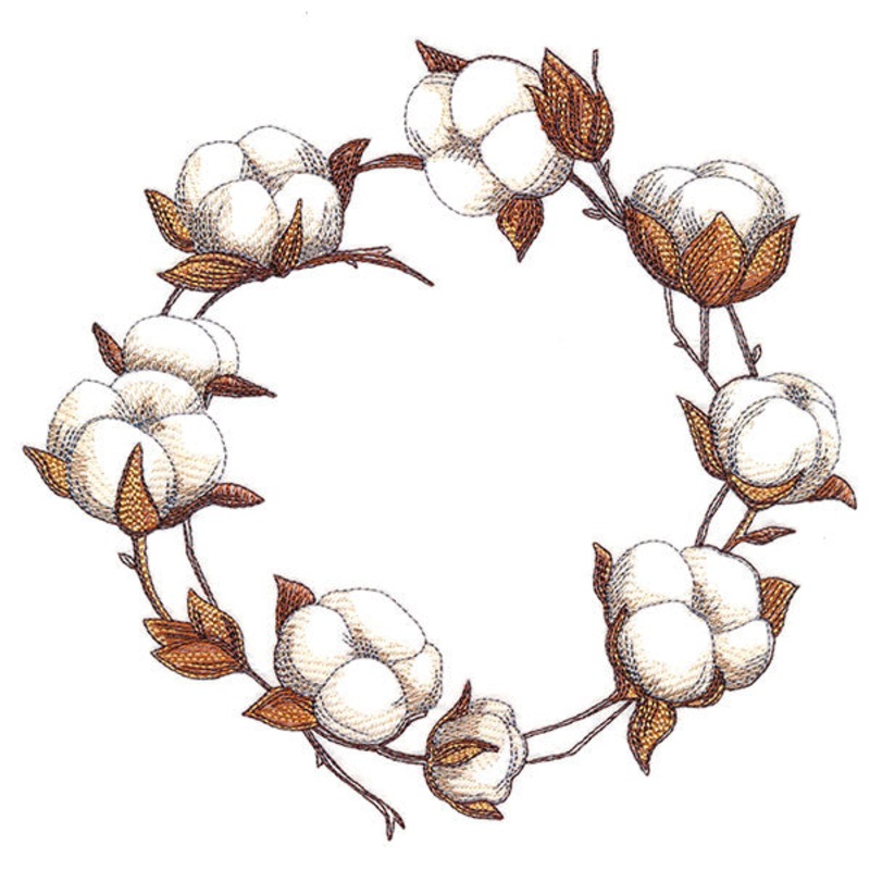 Cozy Cotton Wreath|7.42″ x 7.79″ / 188.39mm x 197.92mm|6.85″ x 7.2″ / 173.99mm x 182.78mm|5.85″ x 6.15″ / 148.59mm x 156.1mm|4.85″ x 5.1″ / 123.19mm x 129.42mm|All Sizes