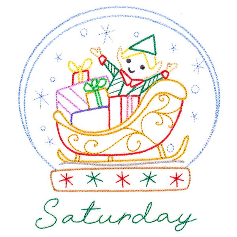 Elf Snowglobe on Saturday|5.34″ x 4.83″ / 135.54mm x 122.77mm|3.12″ x 2.83″ / 79.31mm x 71.94mm|All Sizes