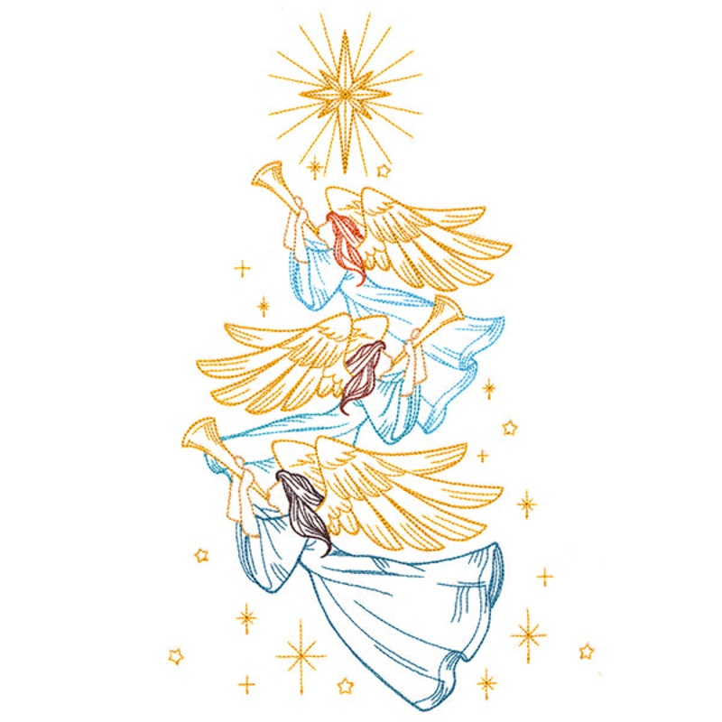 Trumpeting Angels Tree|11.16″ x 6.85″ / 283.58mm x 173.99mm|9.4″ x 5.77″ / 238.74mm x 146.48mm|7.8″ x 4.79″ / 198.1mm x 121.54mm|6.85″ x 4.2″ / 173.87mm x 106.68mm|All Sizes