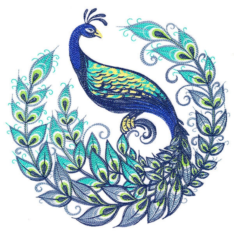 Calligraphic Peacock|7.59″ x 7.8″ / 192.72mm x 198.06mm|6.81″ x 7″ / 172.94mm x 177.73mm|5.85″ x 6.01″ / 148.53mm x 152.67mm|4.85″ x 4.98″ / 123.17mm x 126.6mm|All Sizes
