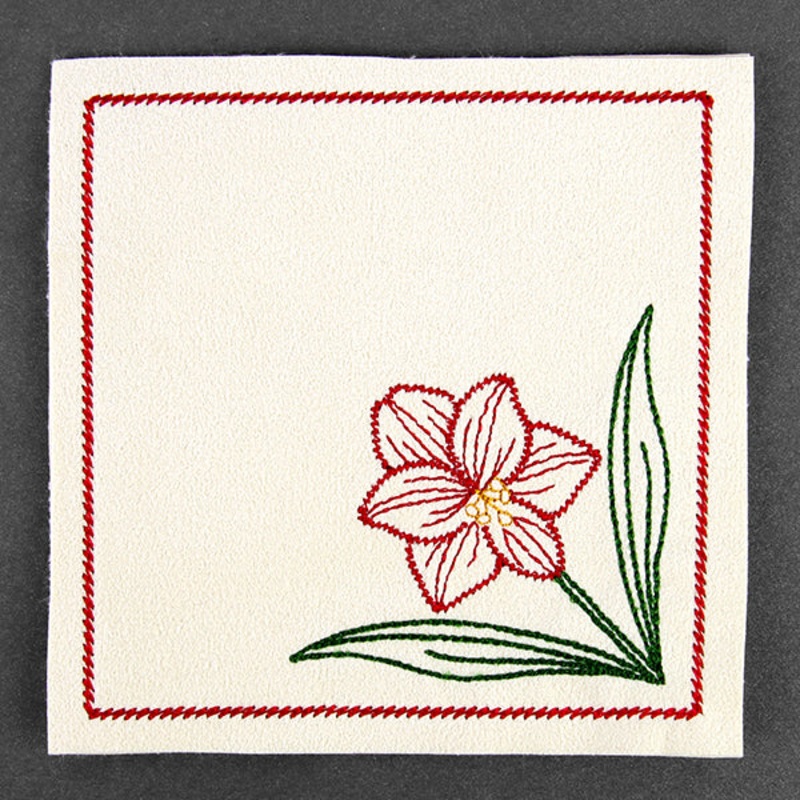 Christmas Coaster – Amaryllis (In-the-Hoop)