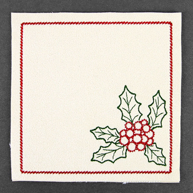 Christmas Coaster – Holly (In-the-Hoop)
