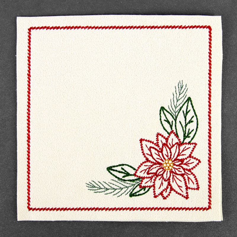 Christmas Coaster – Poinsettia (In-the-Hoop)