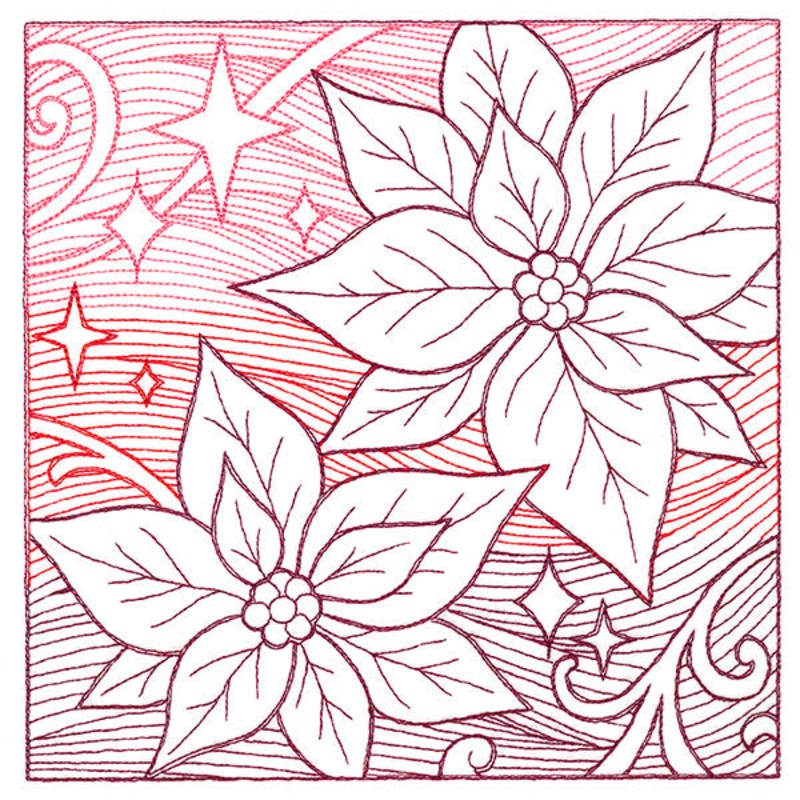 Christmas Poinsettia Etching|7.8″ x 7.8″ / 198.12mm x 198.12mm|6.85″ x 6.85″ / 173.99mm x 174mm|5.85″ x 5.85″ / 148.59mm x 148.59mm|4.85″ x 4.85″ / 123.19mm x 123.19mm|All Sizes
