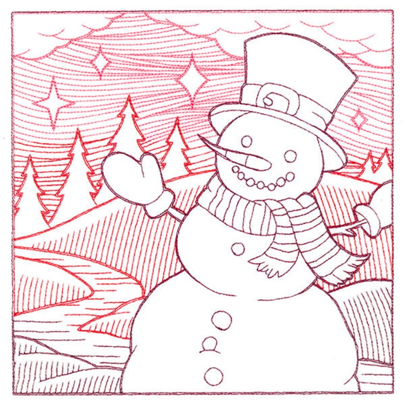 Christmas Snowman Etching|7.8″ x 7.8″ / 198.12mm x 198.12mm|6.85″ x 6.85″ / 173.99mm x 173.99mm|5.85″ x 5.85″ / 148.59mm x 148.59mm|4.85″ x 4.85″ / 123.19mm x 123.19mm|All Sizes